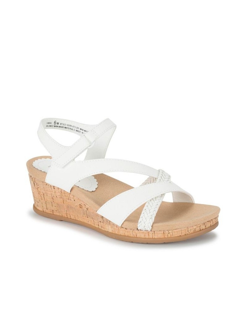 Women's Farah Casual Almond Toe Wedge Sandal White $45.39 Shoes