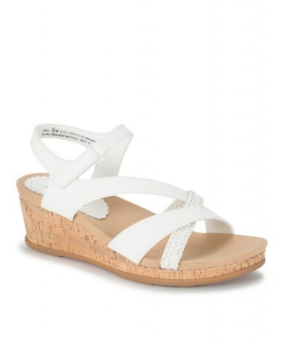 Women's Farah Casual Almond Toe Wedge Sandal White $45.39 Shoes