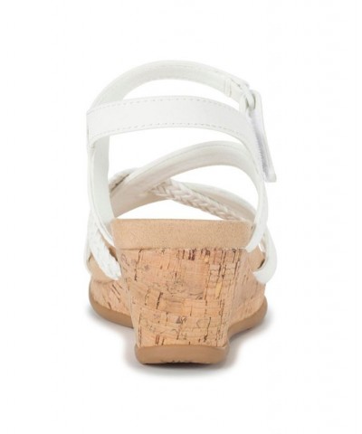 Women's Farah Casual Almond Toe Wedge Sandal White $45.39 Shoes