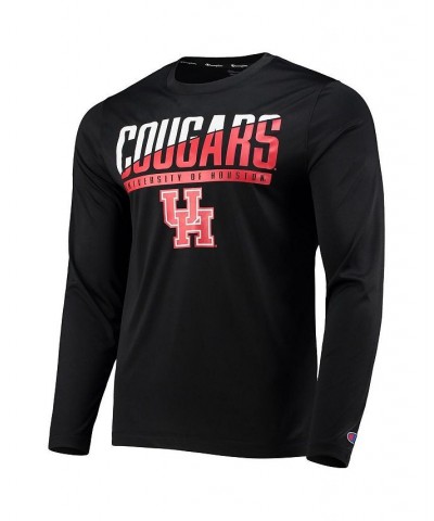 Men's Black Houston Cougars Wordmark Slash Long Sleeve T-shirt $22.50 T-Shirts