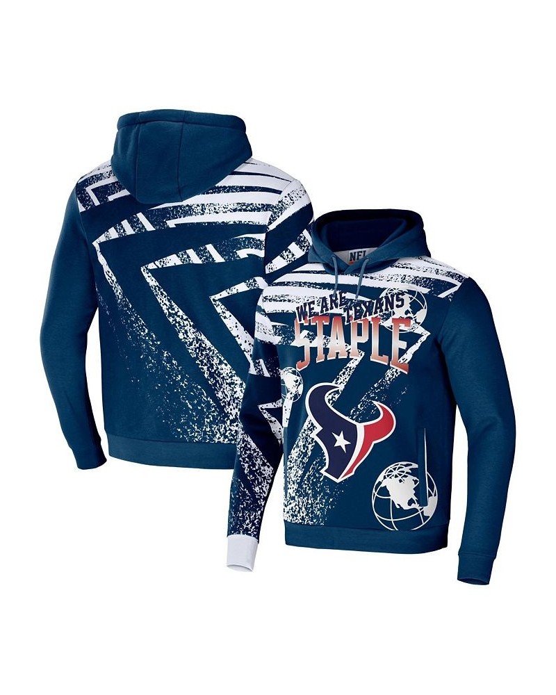 Men's NFL X Staple Navy Houston Texans Team Slogan All Over Print Pullover Hoodie $28.70 Sweatshirt