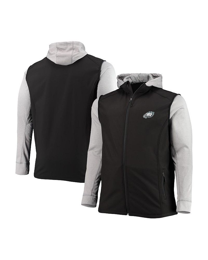 Men's Black and Gray Philadelphia Eagles Big and Tall Alpha Full-Zip Hoodie Jacket $45.04 Jackets