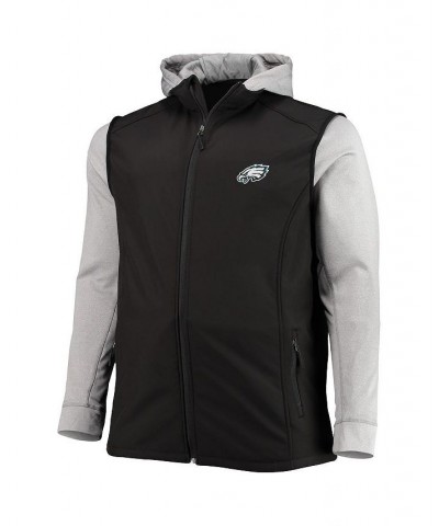 Men's Black and Gray Philadelphia Eagles Big and Tall Alpha Full-Zip Hoodie Jacket $45.04 Jackets