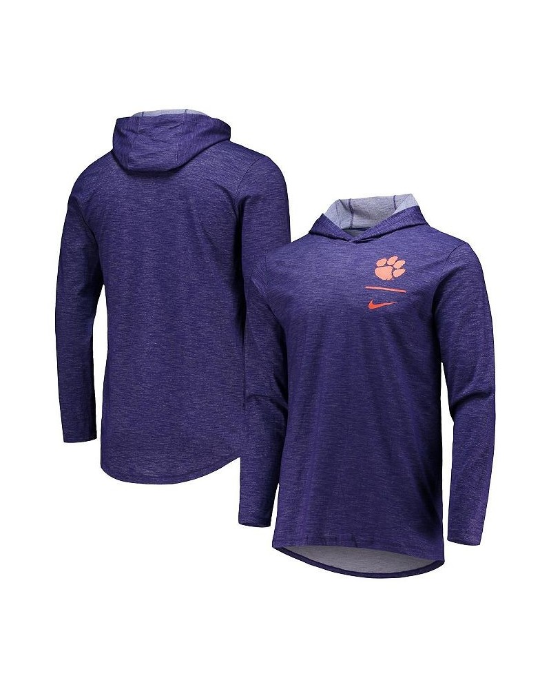 Men's Purple Clemson Tigers Slub Space-Dye Performance Long Sleeve Hoodie T-shirt $31.50 T-Shirts