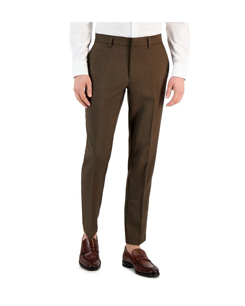 Men's Slim-Fit Flat Front Pants Brown $23.19 Pants