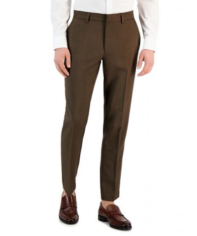 Men's Slim-Fit Flat Front Pants Brown $23.19 Pants