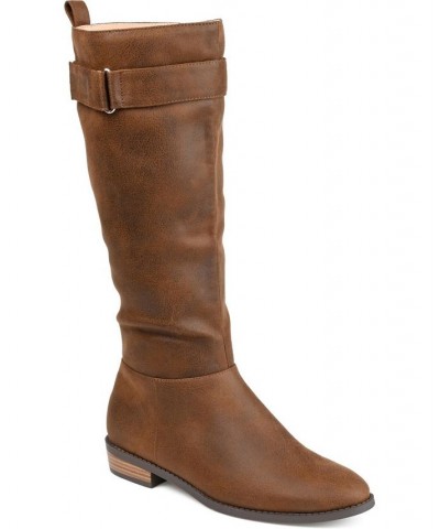 Women's Lelanni Wide Calf Tall Boots Brown $55.00 Shoes