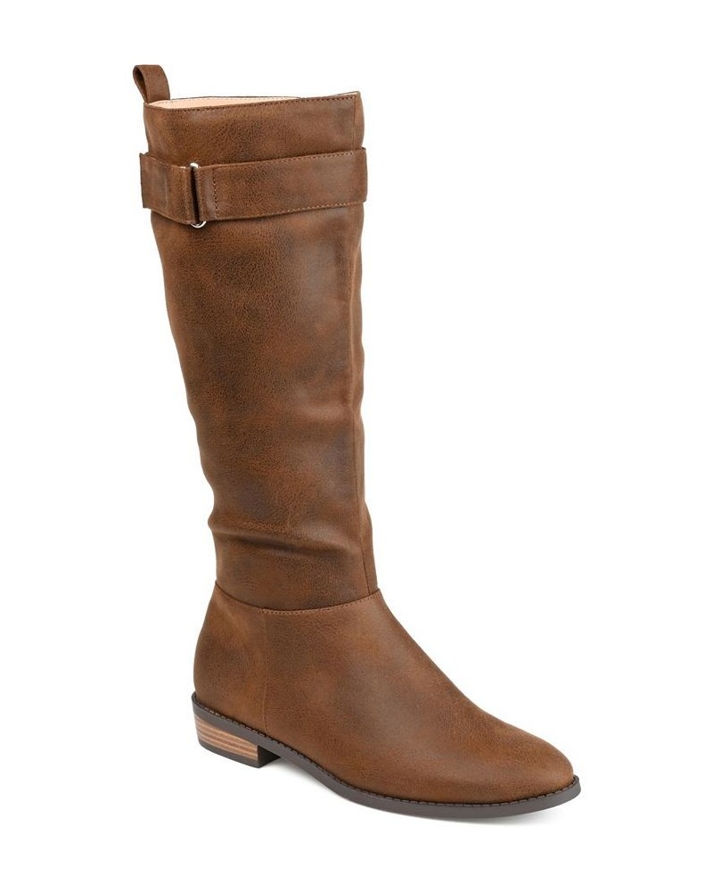 Women's Lelanni Wide Calf Tall Boots Brown $55.00 Shoes