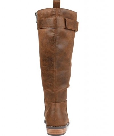 Women's Lelanni Wide Calf Tall Boots Brown $55.00 Shoes