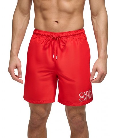 Men's Regular-Fit UPF 50+ Reflection Logo Swim Trunks Red $21.98 Swimsuits