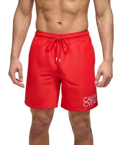 Men's Regular-Fit UPF 50+ Reflection Logo Swim Trunks Red $21.98 Swimsuits