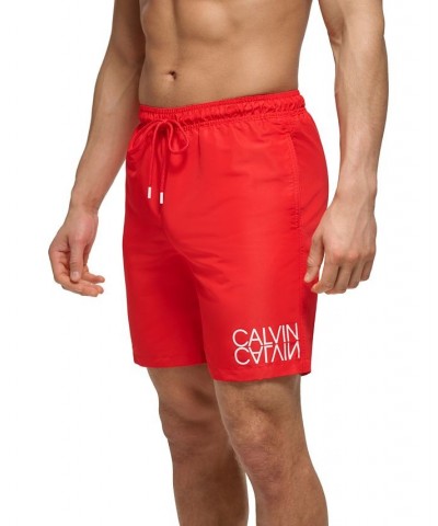 Men's Regular-Fit UPF 50+ Reflection Logo Swim Trunks Red $21.98 Swimsuits