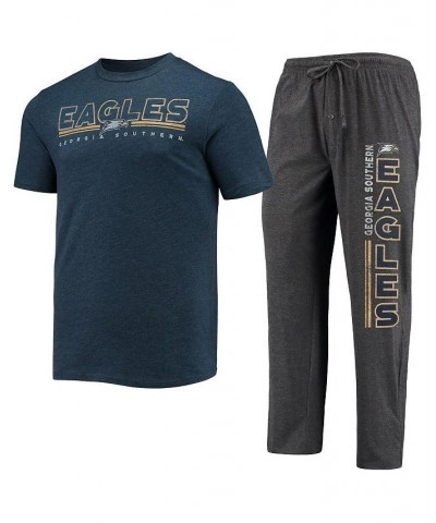 Men's Heathered Charcoal, Navy Georgia Southern Eagles Meter T-shirt and Pants Sleep Set $36.39 Pajama