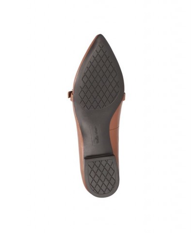 Women's Evanna Flats Dark Tan Leather $43.70 Shoes