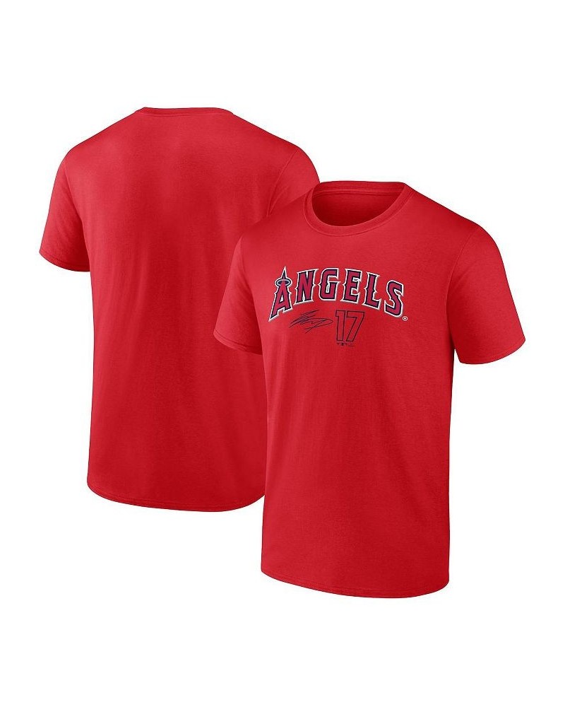 Men's Branded Shohei Ohtani Red Los Angeles Angels Player Name and Number T-shirt $20.51 T-Shirts