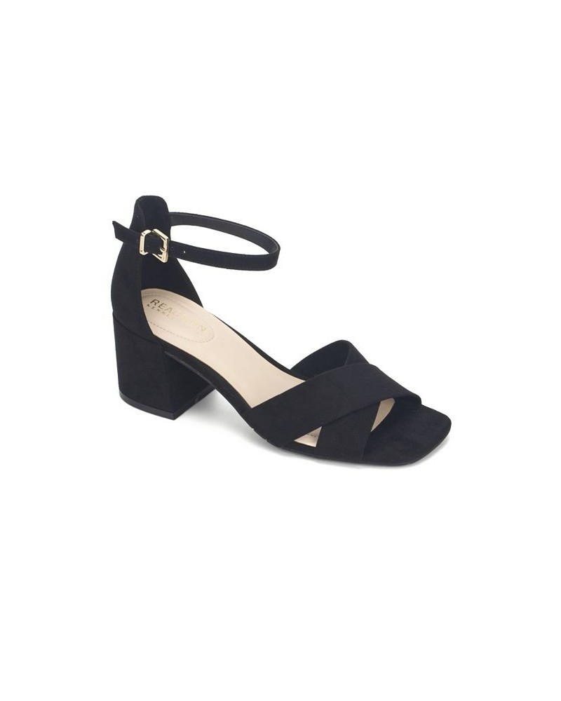 Women's Mix X-Band Block Heel Dress Sandals Black $45.54 Shoes