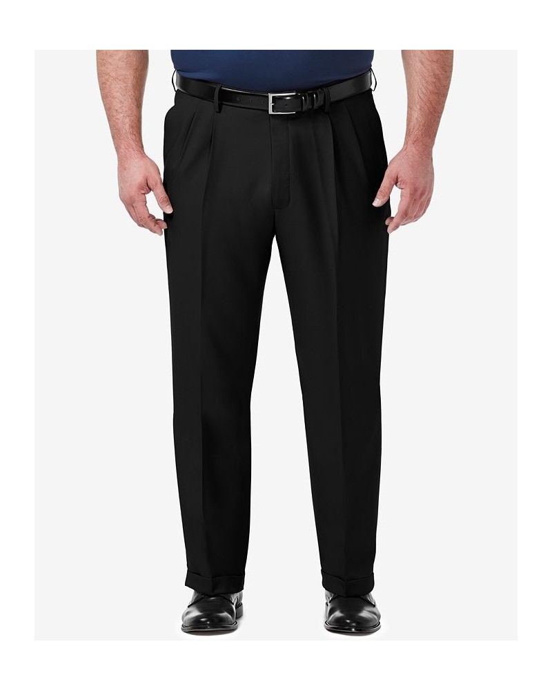 Men's Big & Tall Premium Comfort Stretch Classic-Fit Solid Pleated Dress Pants Black $28.59 Pants