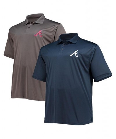 Men's Navy, Charcoal Atlanta Braves Big and Tall Two-Pack Polo Shirt Set $42.90 Polo Shirts