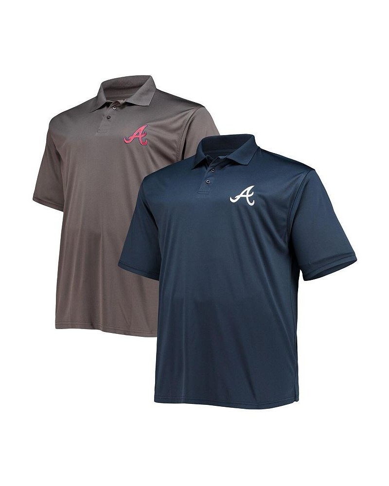 Men's Navy, Charcoal Atlanta Braves Big and Tall Two-Pack Polo Shirt Set $42.90 Polo Shirts