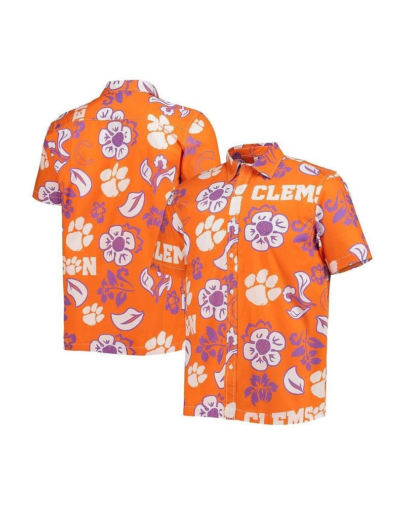 Men's Orange Clemson Tigers Floral Button-Up Shirt $30.80 Shirts