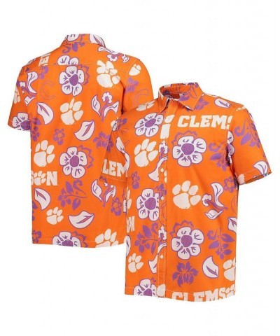 Men's Orange Clemson Tigers Floral Button-Up Shirt $30.80 Shirts