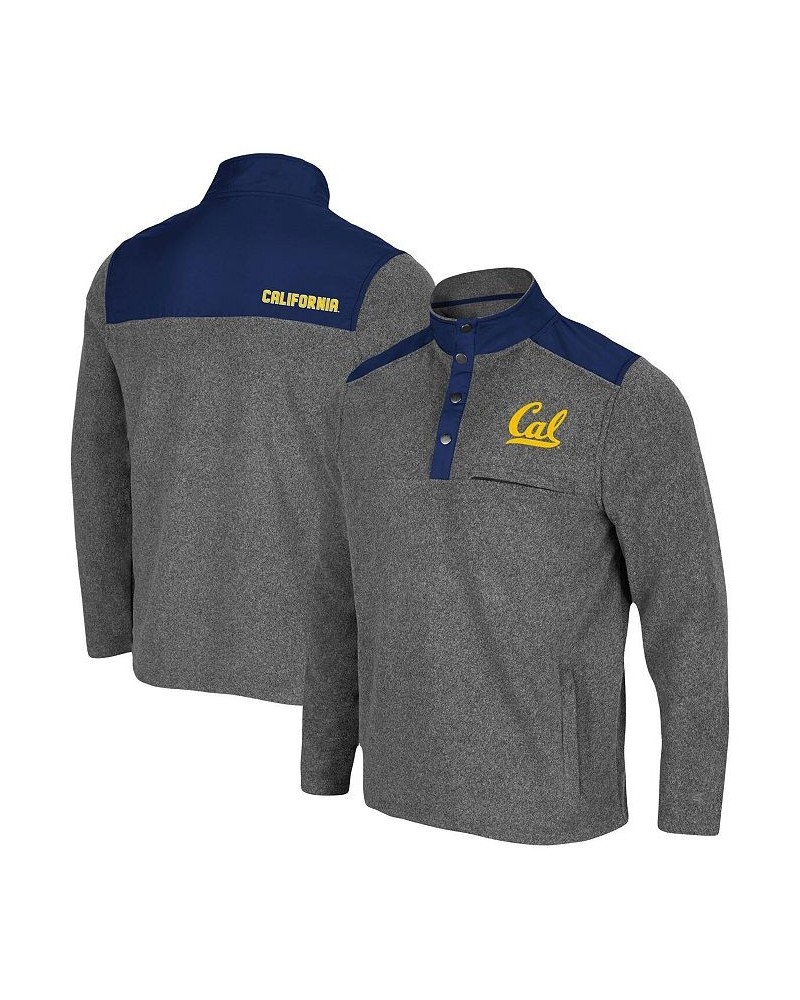 Men's Heathered Charcoal, Navy Cal Bears Huff Snap Pullover $33.00 Sweatshirt