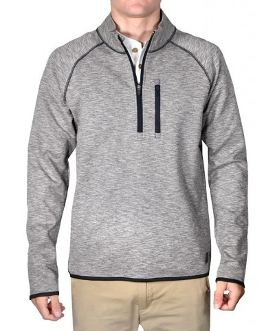 Men's Slub Knit Quarter-Zip Sweater Gray $36.75 Sweaters