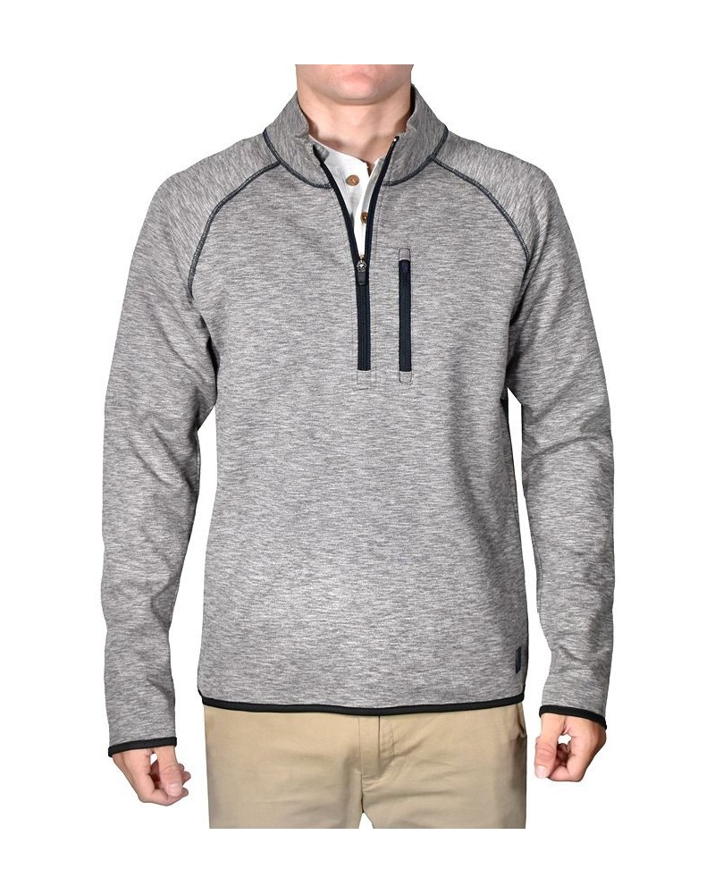 Men's Slub Knit Quarter-Zip Sweater Gray $36.75 Sweaters