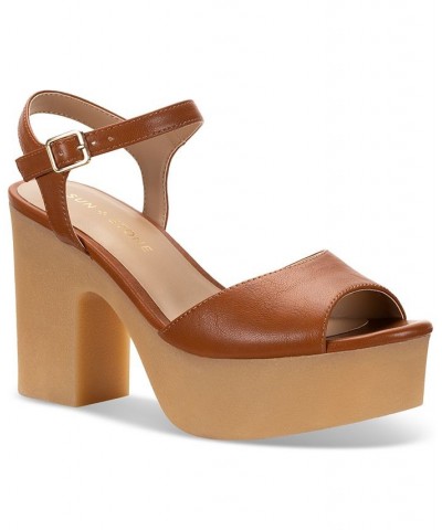 Gretaa Ankle-Strap Platform Dress Sandals Brown $35.78 Shoes