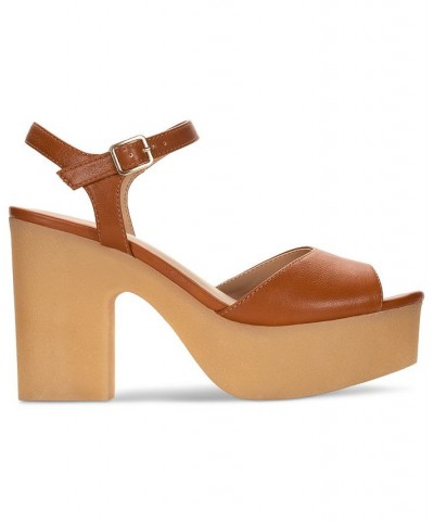 Gretaa Ankle-Strap Platform Dress Sandals Brown $35.78 Shoes