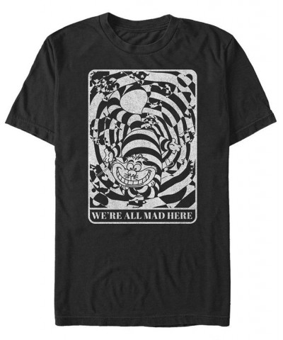 Men's Alice in Wonderland Mad Here Card Short Sleeve T-shirt Black $18.89 T-Shirts