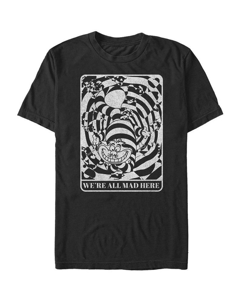 Men's Alice in Wonderland Mad Here Card Short Sleeve T-shirt Black $18.89 T-Shirts