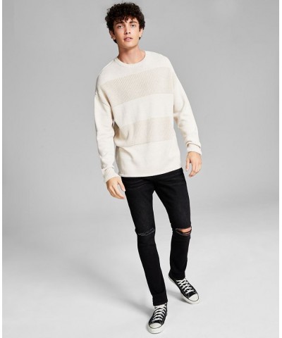 Men's Textured Stripe Sweater White $18.66 Sweaters