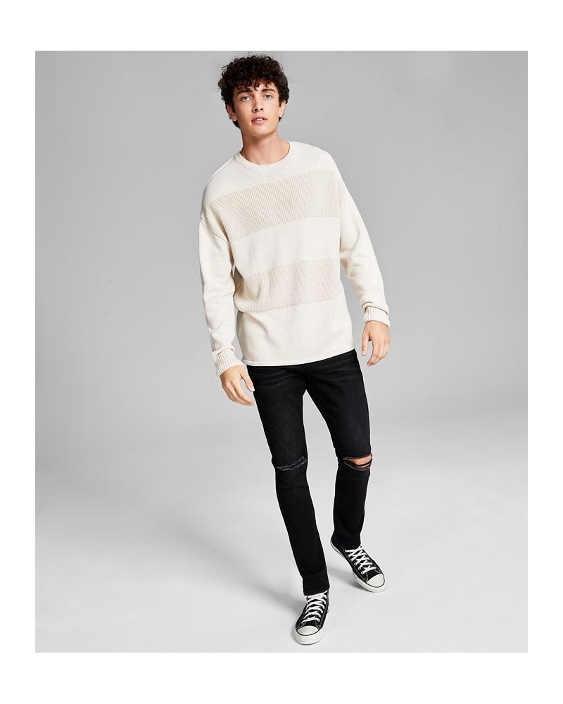 Men's Textured Stripe Sweater White $18.66 Sweaters