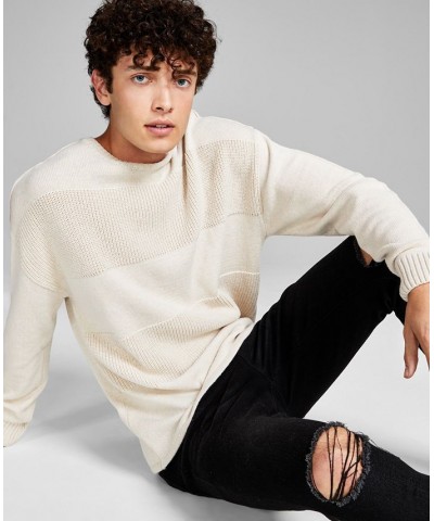 Men's Textured Stripe Sweater White $18.66 Sweaters