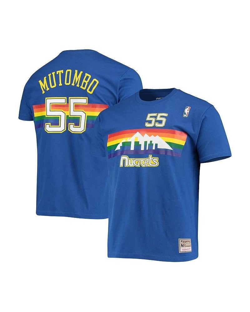 Men's Dikembe Mutombo Royal Denver Nuggets Hardwood Classics Stitch Name and Number T-shirt $28.59 T-Shirts