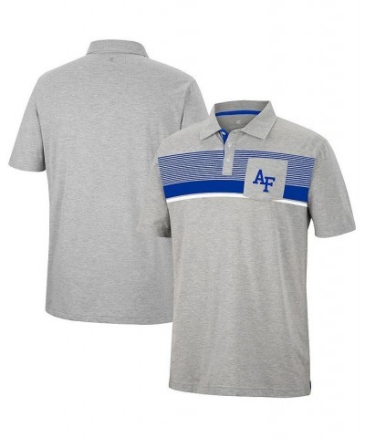 Men's Heathered Gray Air Force Falcons Golfer Pocket Polo Shirt $22.55 Polo Shirts