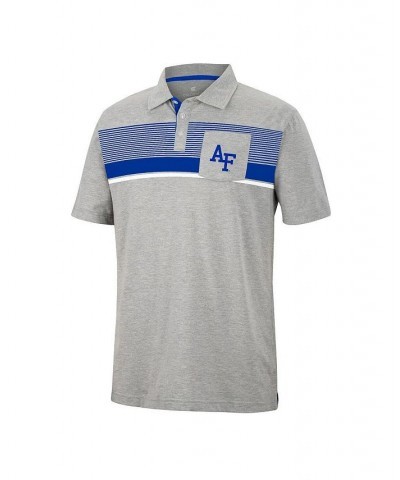 Men's Heathered Gray Air Force Falcons Golfer Pocket Polo Shirt $22.55 Polo Shirts