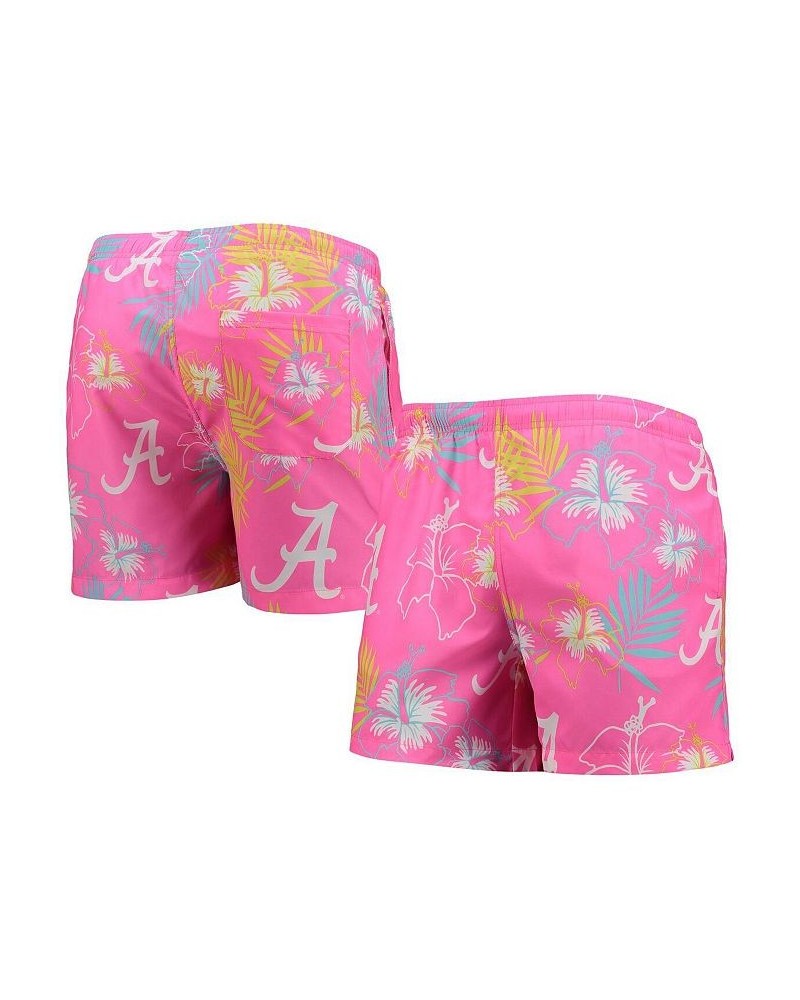 Men's Pink Alabama Crimson Tide Neon Floral Swim Trunks $32.99 Swimsuits