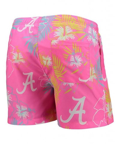 Men's Pink Alabama Crimson Tide Neon Floral Swim Trunks $32.99 Swimsuits