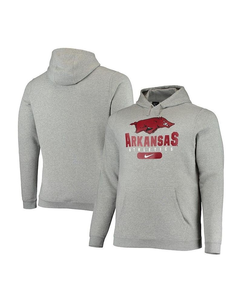 Men's Heathered Gray Arkansas Razorbacks Big and Tall Club Stack Fleece Pullover Hoodie $41.65 Sweatshirt