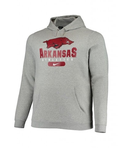 Men's Heathered Gray Arkansas Razorbacks Big and Tall Club Stack Fleece Pullover Hoodie $41.65 Sweatshirt