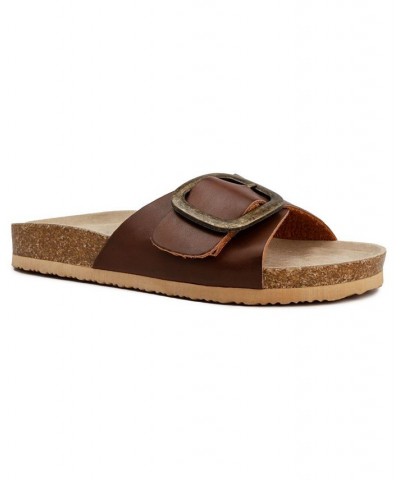 Women's Zerri Slip-on Slide Sandals Brown $27.00 Shoes