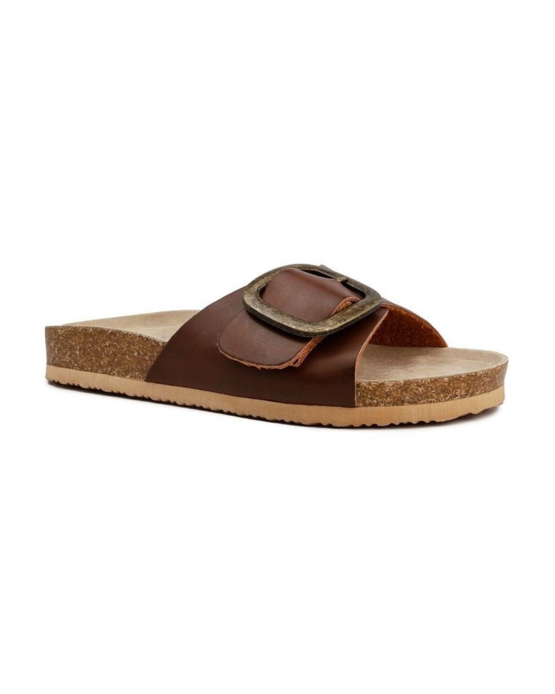 Women's Zerri Slip-on Slide Sandals Brown $27.00 Shoes