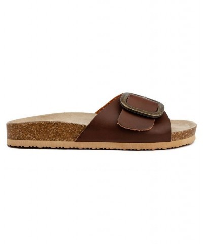 Women's Zerri Slip-on Slide Sandals Brown $27.00 Shoes