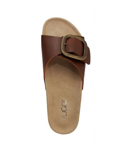 Women's Zerri Slip-on Slide Sandals Brown $27.00 Shoes