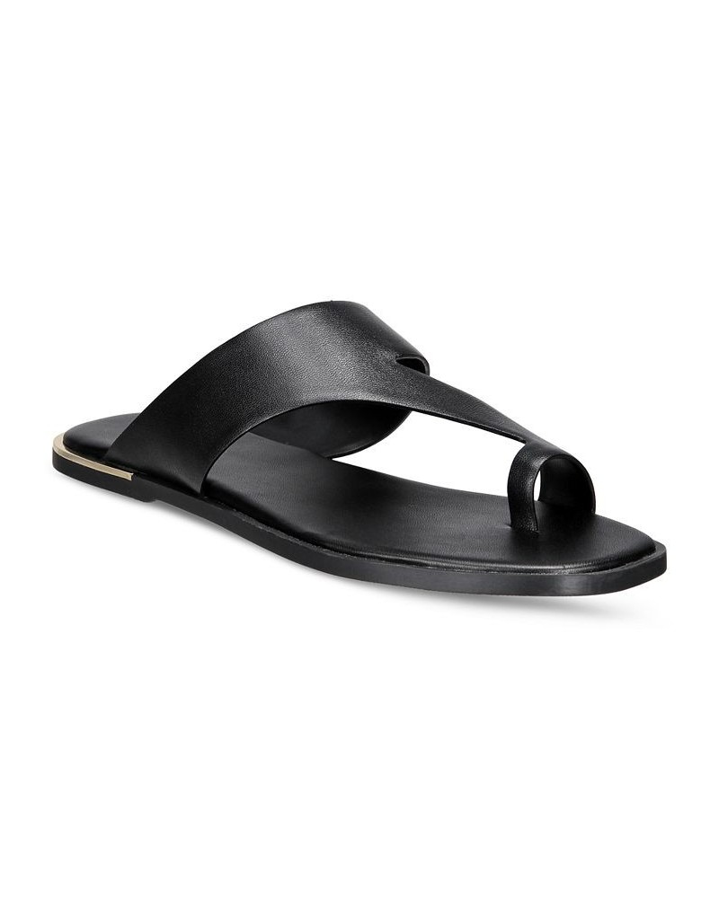 Women's Freddee Toe-Ring Flat Sandals Black $37.37 Shoes