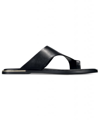 Women's Freddee Toe-Ring Flat Sandals Black $37.37 Shoes