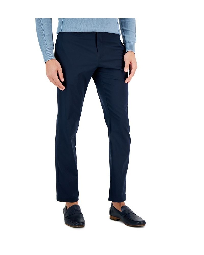 Men's Slim-Fit Solid Tech Pants Blue $19.24 Pants