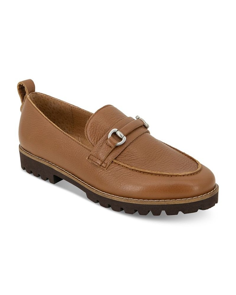 Women's Eugene Lug Bit Buckle Loafer Flats Brown $68.70 Shoes